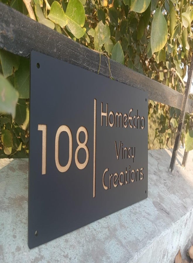 HomeEcho لوحات أسماء أبواب فاخرة مقاومة للماء من هوم إيكو، قابلة للتخصيص، لمداخل المنازل (15×30 سم) بأحرف ثلاثية الأبعاد - مثالية للمنازل والمكاتب والمداخل الخارجية، مزودة بمسامير من الفولاذ المقاوم للصدأ || لوحات أسماء الأبواب (أسود وأبيض) - Image 1